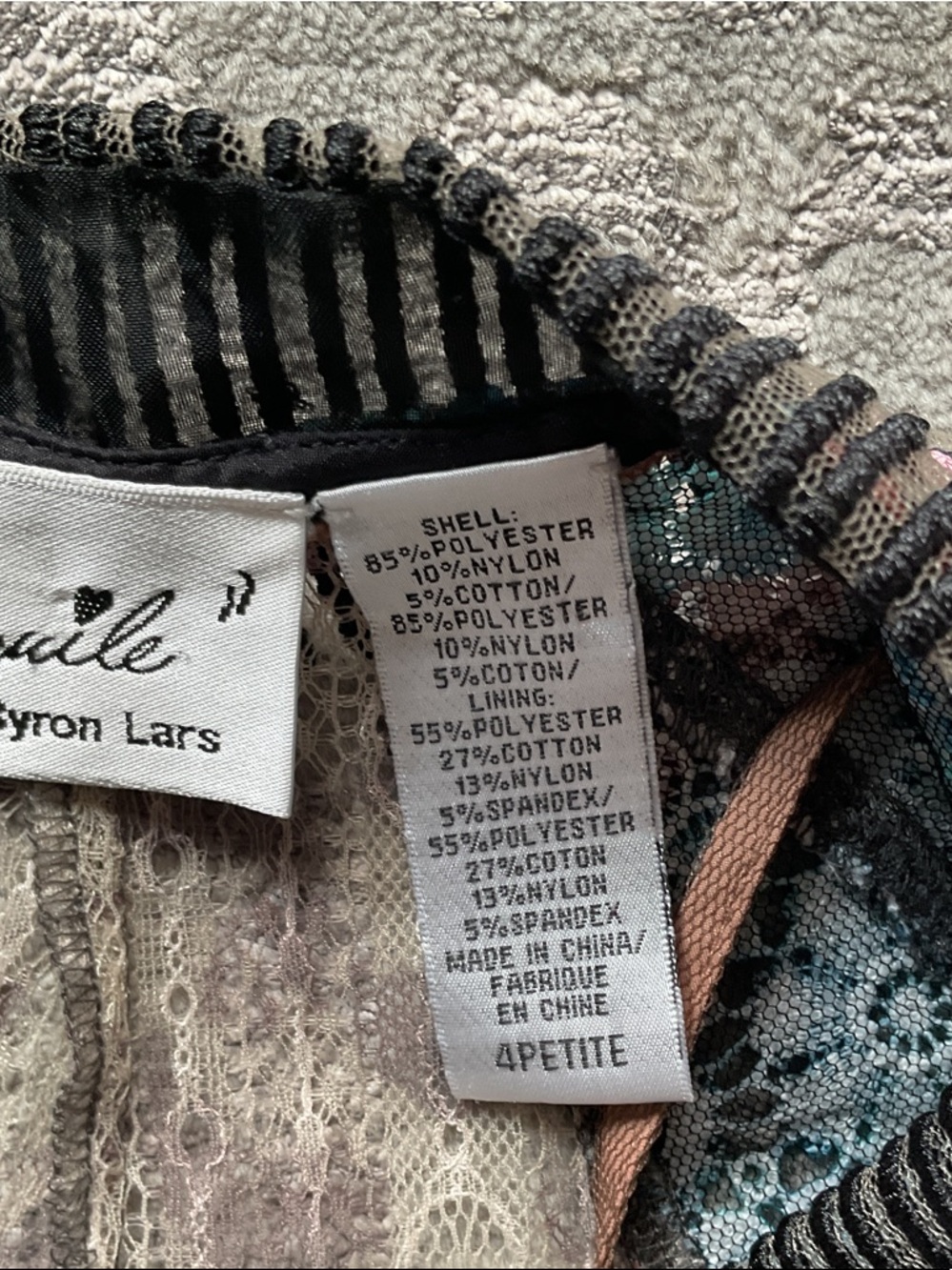 Anthro/Byron Lars Black Floral Patchwork Midi Dress with Teal & Pink Accents - Picture 10 of 13
